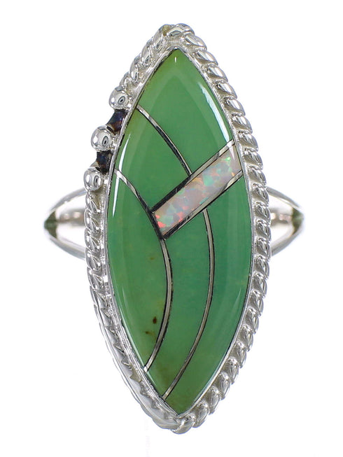 Sterling Silver Southwestern Turquoise Opal Ring Size 6-1/2 QX85859